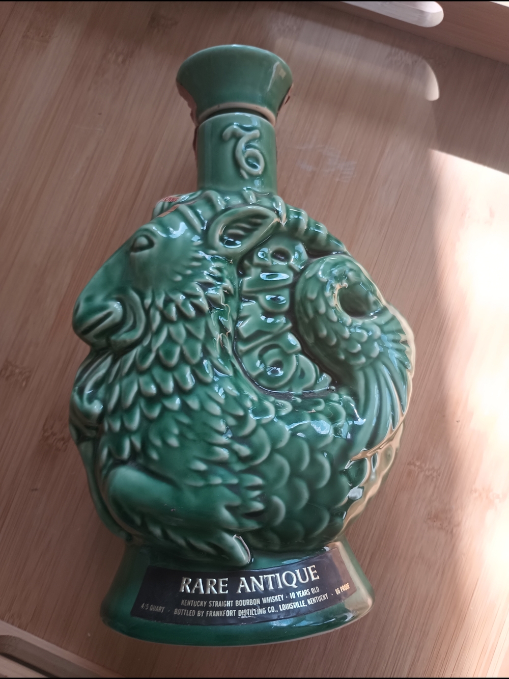 Vintage 1970s Antique Rare Green Capricorn & Cancer Decanter | Zodiac Ceramic Li